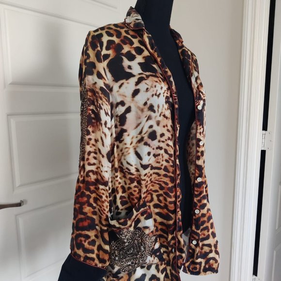 Shahida Parides Silk leopard jacket with belt - size S/M - Picture 5 of 8